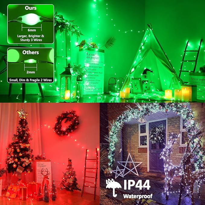 BrizLabs Christmas Fairy Lights - 66ft 200 LED Color Changing Fairy Lights - Image 5