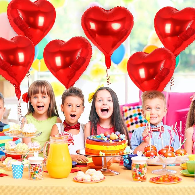 24 Pcs Red Heart Balloons, 18 inch Heart Shape Foil Balloons Love Balloon - Image 6