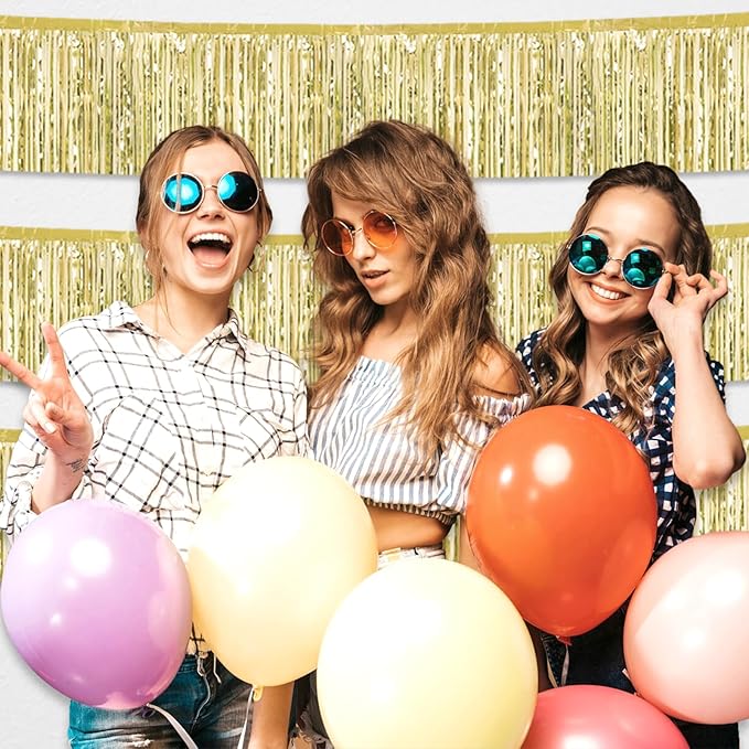 6 Pack 10 Feet Light Gold Foil Fringe Garland Metallic Tinsel Streamers Banner - Image 4
