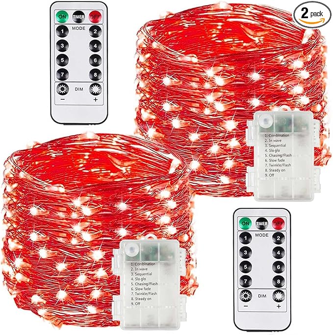 2 Pack 100LED Battery Operated Fairy Lights by BOSSERN