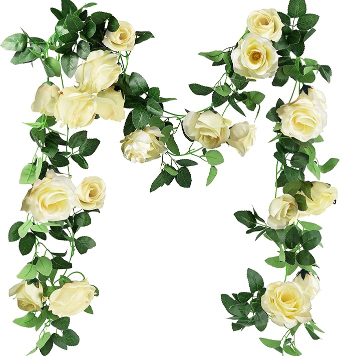 FiveSeasonStuff 29 Ft 4 Pack Rose Silk Flower Garland Artificial Flowers by FiveSeasonStuff