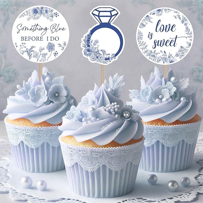 20PCS Something Blue Before I Do cupcake toppers, Something Blue Before I Do - Image 3