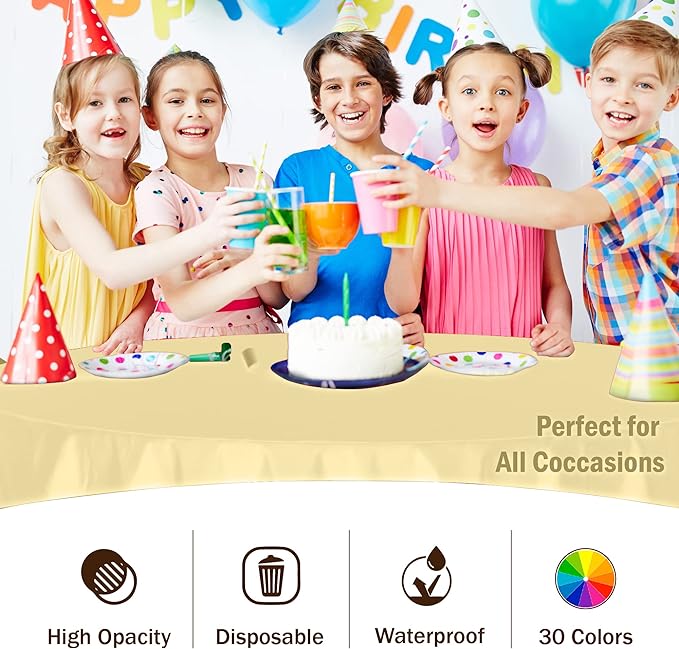 12-Pack Premium Plastic Tablecloth 84in. Round Table Cover - Image 5