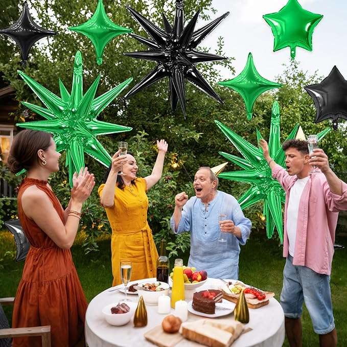 Black Green Star Balloon - Image 5