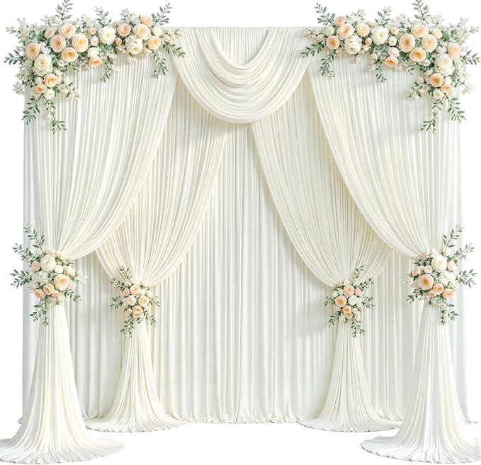 40ft x 12ft Ivory Backdrop Curtains Wrinkle Free Backdrop Curtain - Image 9