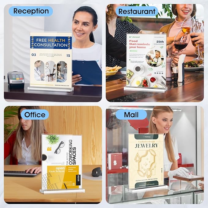 MaxGear Acrylic Sign Holder 8.5 X 11 Inches 6 Pack, Double Sided Plastic - Image 7