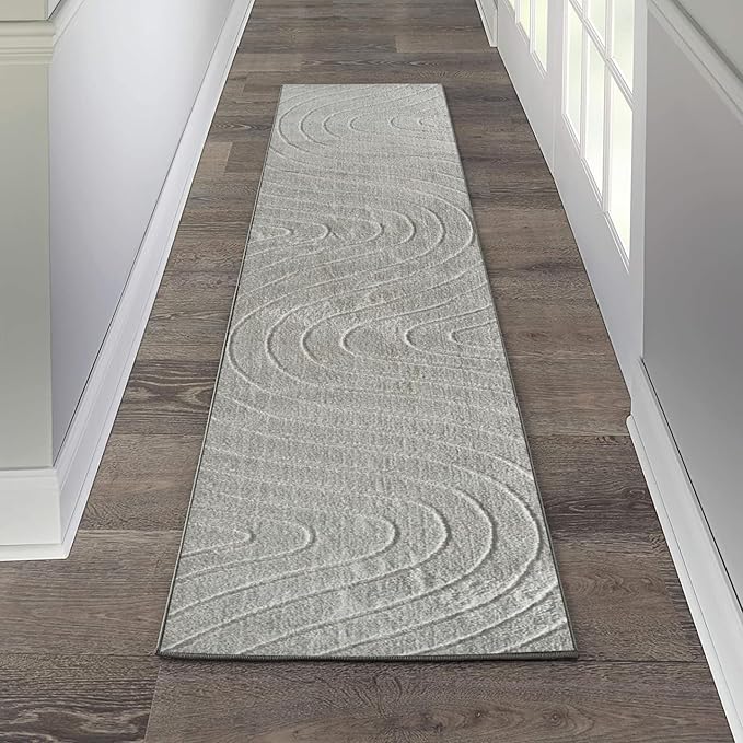 LUXE WEAVERS Modern Geometric Wave Gray 2x8 Area Rug - Image 4