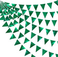 Green Party Decorations Triangle Pennant Banner Flag Dark Green Metallic Fabric by pinkblume
