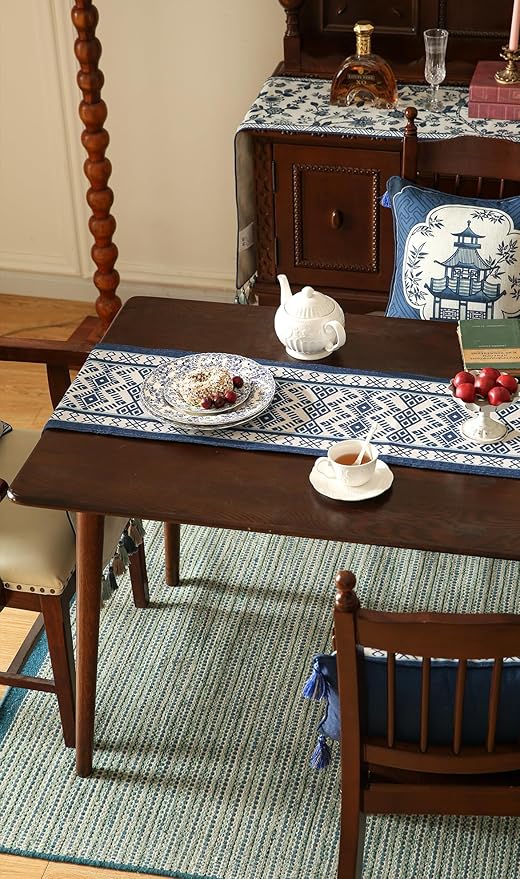 Chinoiserie Blue Stripe Table Runner - Image 6