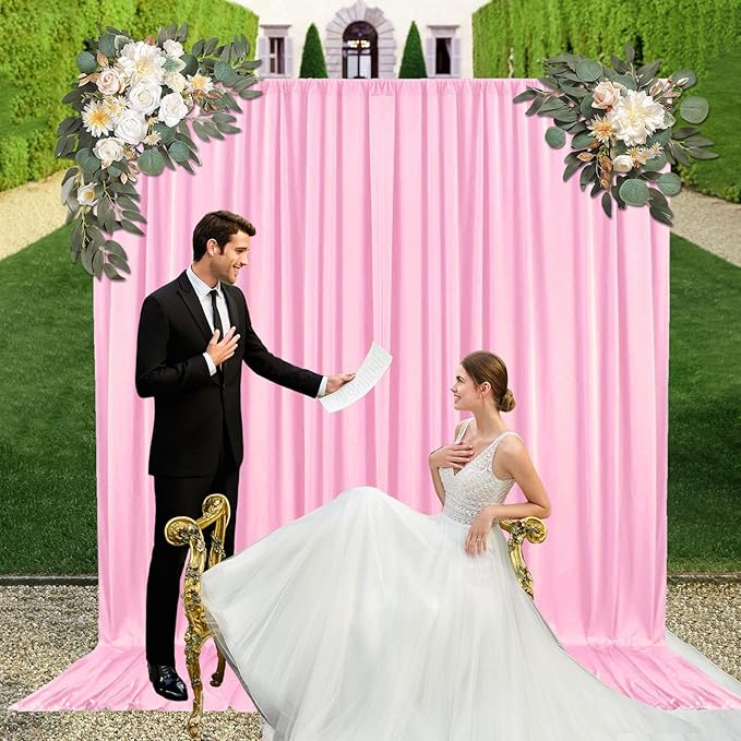 10ft x 10ft Rose Pink Backdrop Curtains - Image 5