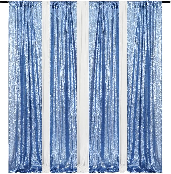 Poise3EHome Baby Blue Sequin Backdrop Curtain - Image 9