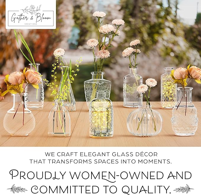 Gather & Bloom Creations Glass Bud Vases in Bulk – Set of 10 Mini Wedding - Image 7