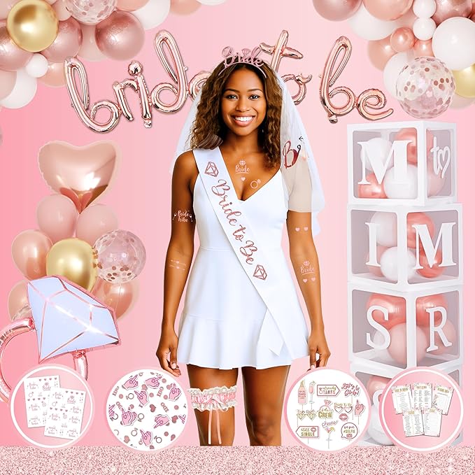 189 pc Bridal Shower Party Decorations – Balloons, Bride to Be Sash, Props – - Image 8