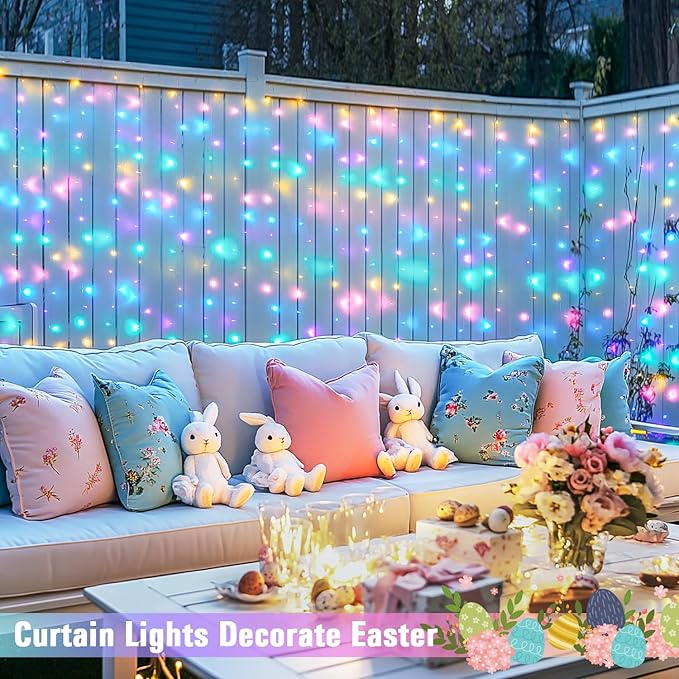 JMEXSUSS 300LED Easter Decorations Curtain Lights - Image 5