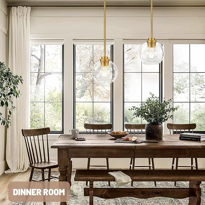 Globe Pendant Lights Kitchen Island, Farmhouse Gold Pendant Light - Image 4