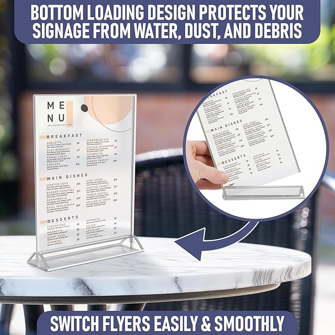 Silver Picture Frames Double-Sided, Menu Holders, Photo Displays - Image 4