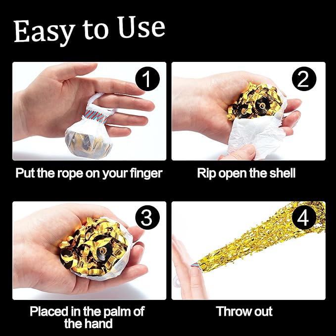 Confetti Poppers, Plastic No Mess Streamers, Party Poppers - Image 3