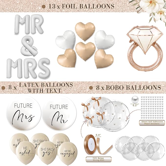 261 Pc Premium Engagement Party Decorations Kit – Elegant Mr. & Mrs. Wedding - Image 5