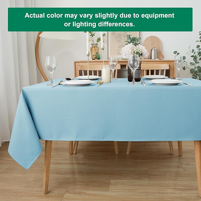Biscaynebay Textured Fabric Tablecloths 52x70 Inches Rectangular, Light Blue - Image 7