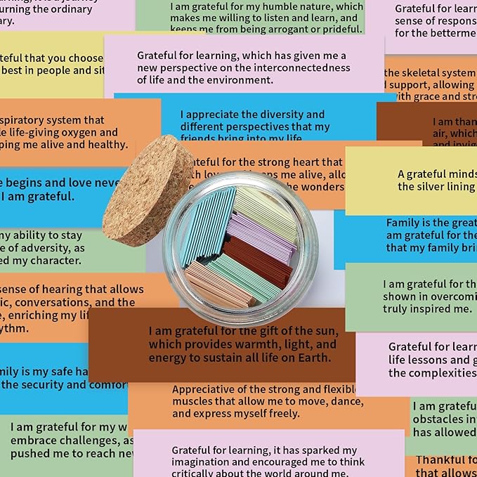 Gratitude Quotes Jar with 90 Colorful Notes, Daily Gratitude Affirmations - Image 4