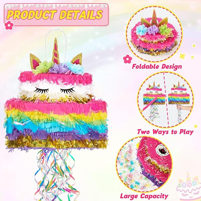WERNNSAI Unicorn Cake Piñata Foldable - Image 5