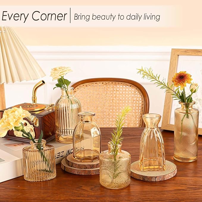 Amber Glass Bud Vases Set of 36, Mini Flower Vase - Image 7