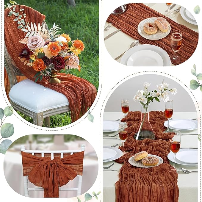 6 Pack Terracotta Cheesecloth Table Runner 10FT Long Boho Gauze Table Runner - Image 4
