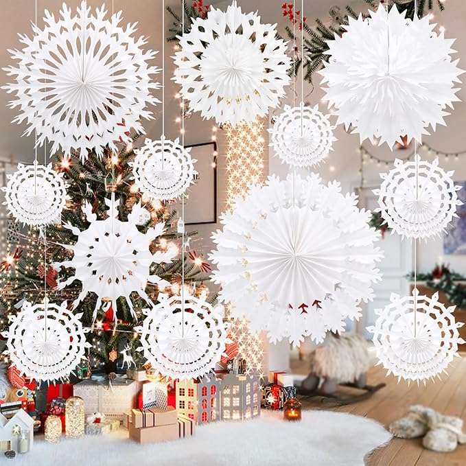 BestoFun 12 PCS White Paper Snowflake Decorations Frozen Birthday Party by Unknown