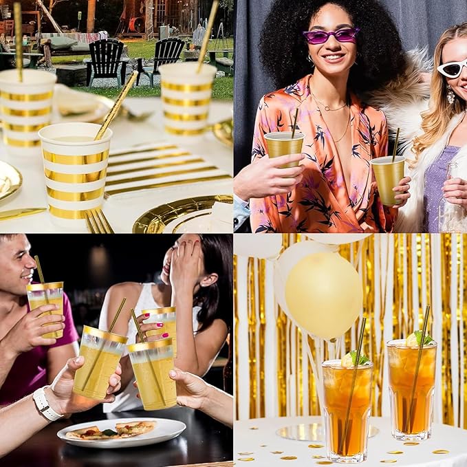 7.75 inch Compostable Gold Paper Straws 100 Counts - Image 6