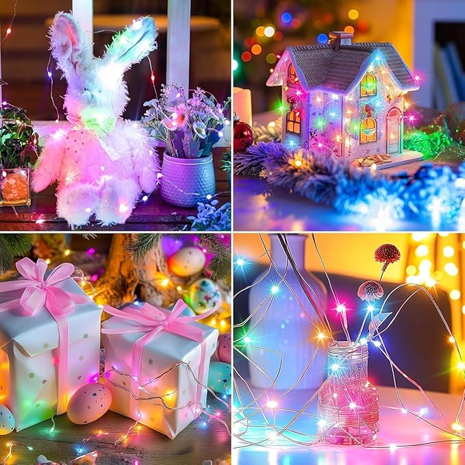 LAMPHOME 6 Pack Easter Fairy Lights Battery Operated - 7ft 20 LED Copper Wire - Image 2