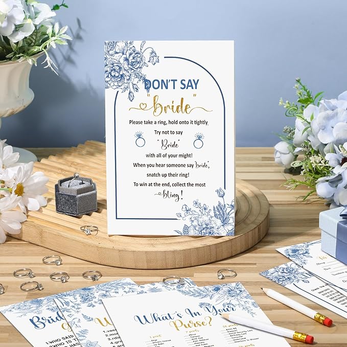 Estune 331 Pcs Bridal Shower Games Supplies, 5 Sets 250 Pcs Wedding Games Cards - Image 4