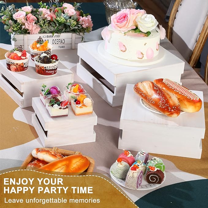 Sieral 4 Pieces Wood Cupcake Display Stand Decorative Dessert Appetizer Cake - Image 5