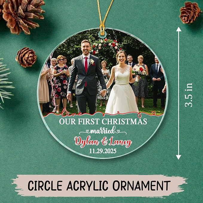 Customized Our First Christmas Married Ornament, Personalized Date/Names & - Image 5