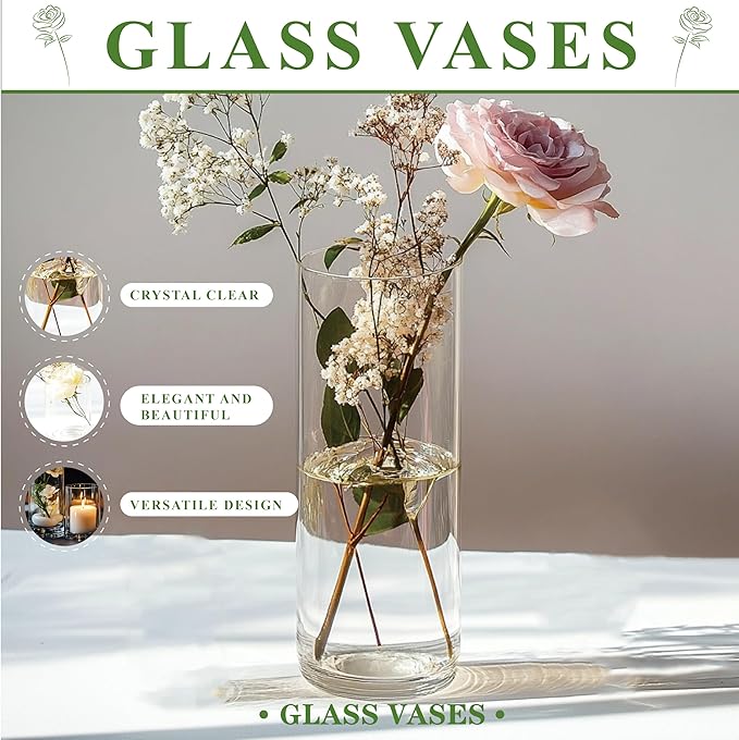 Glass Vase Cylindrical Vase for Tabletop Decoration, Candle Glass Vase - Image 2
