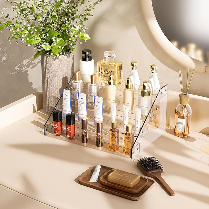 Acrylic Display Risers, 12inch 4 Tier Clear Display Shelf, Perfume organizer - Image 2