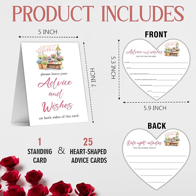 Floral Advice And Wishes For The Mr And Mrs, Wedding Advice Cards For Bridal - Image 2