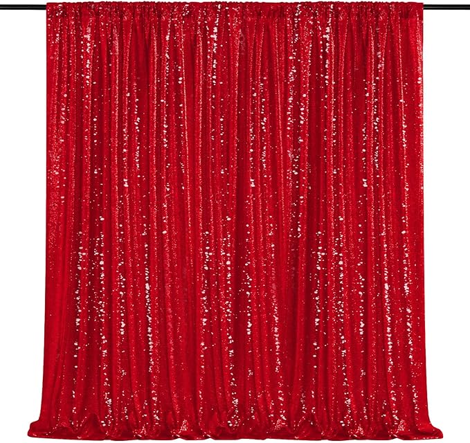8ft x 8ft Red Sequin Backdrop Party Backdrop Curtain by QueenDream