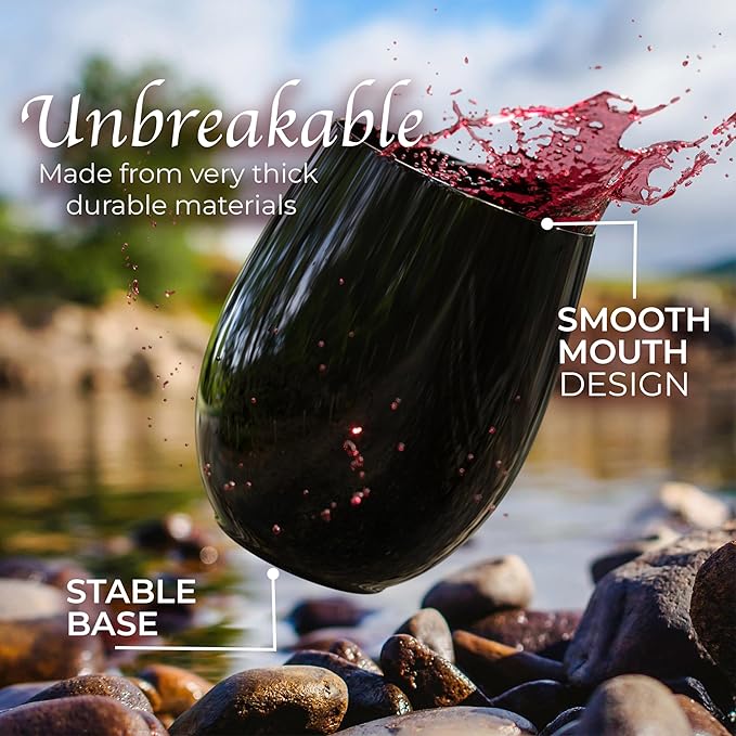 Exquisite 24 Pcs Unbreakable Stemless Plastic Wine Glasses Disposable Wine - Image 4