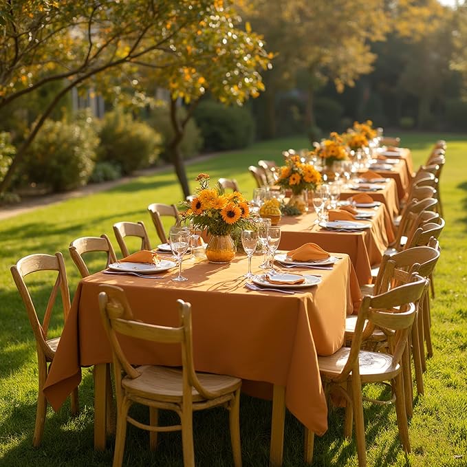 sancua Thanksgiving Square Tablecloths 60x60 Inch Bronze, 2 Pack - Image 2