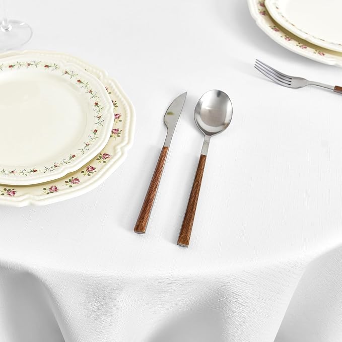 Fitable Faux Linen Round Tablecloths 90 Inch, 6 Pack - Image 2