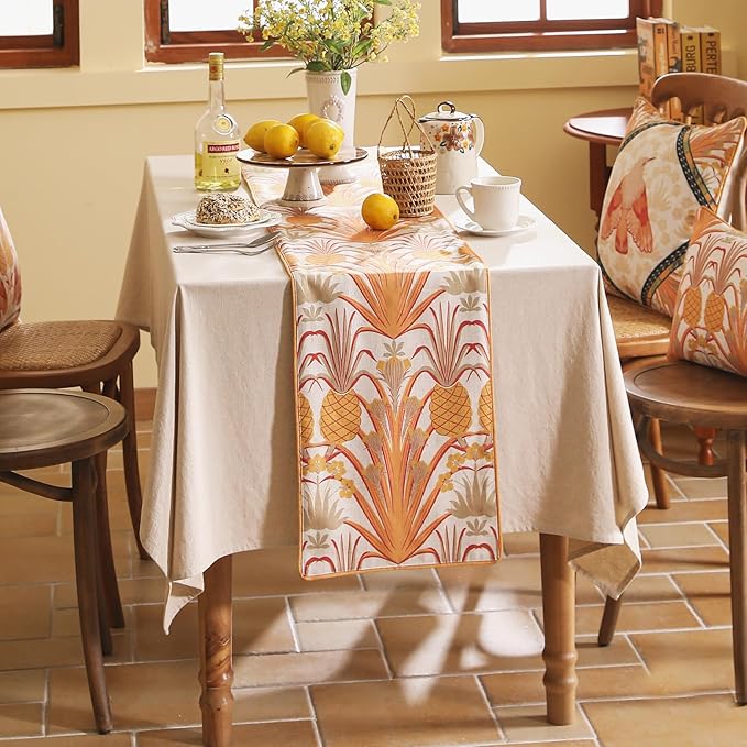 patdrea Designer Tropical Linen Table Runner 102 Inch Long, Decoration - Image 3