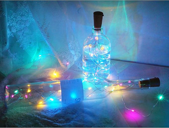 20 LED Wine Bottle Lights with Cork, 15 Pack Battery Operated Cork Shape Fairy - Image 3