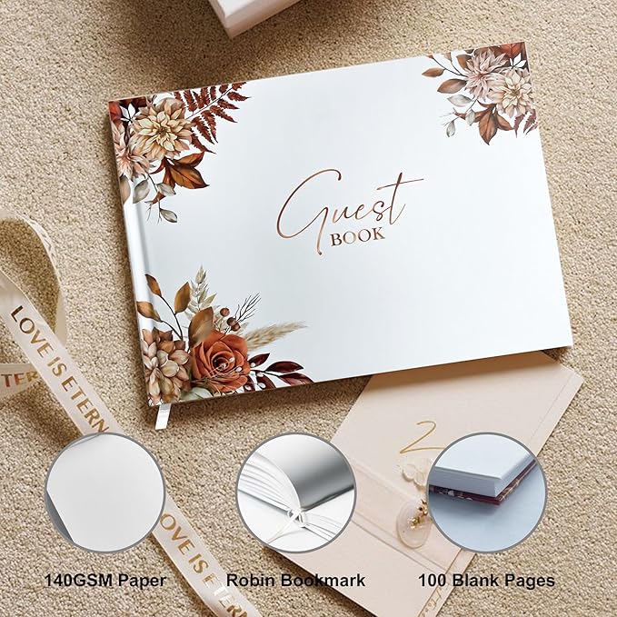 Mr&MrsGifts Elegant Wedding Guest Book Wedding Reception Hard Cover Guest Sign - Image 3