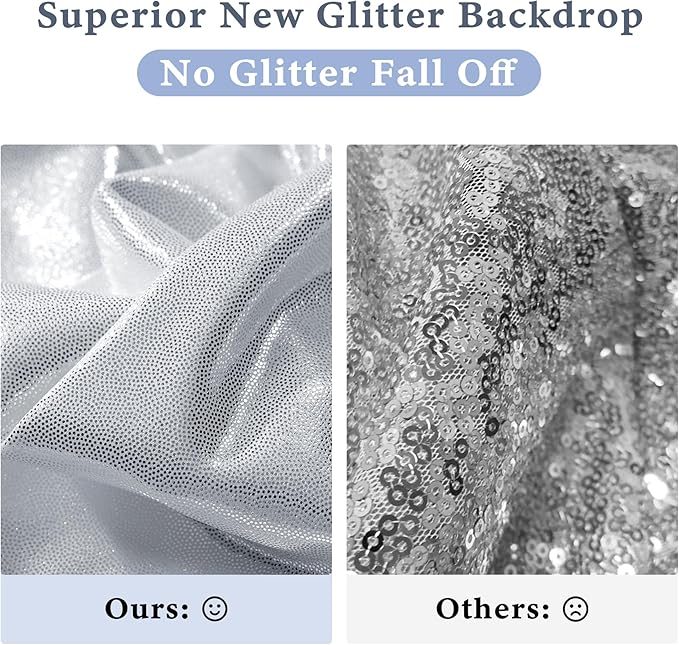 Outpain Thick 40 ft x 10 ft Silver Sequin Backdrop Curtain - Image 3