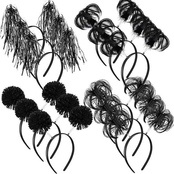 Censen 12 Pcs Halloween Pom Pom Party Headbands Tinsel Ponytails Spirit Head by Censen