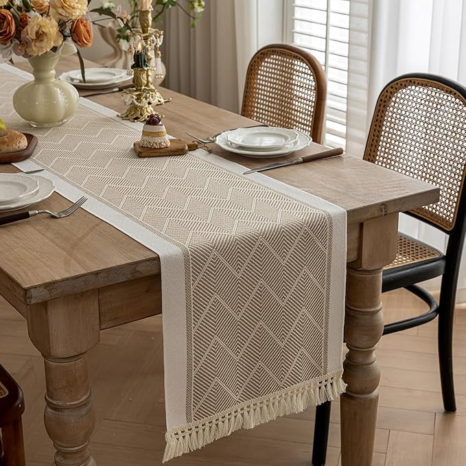Table Runners 107 Inches, Waterproof Boho Table Runner by UWWGKK