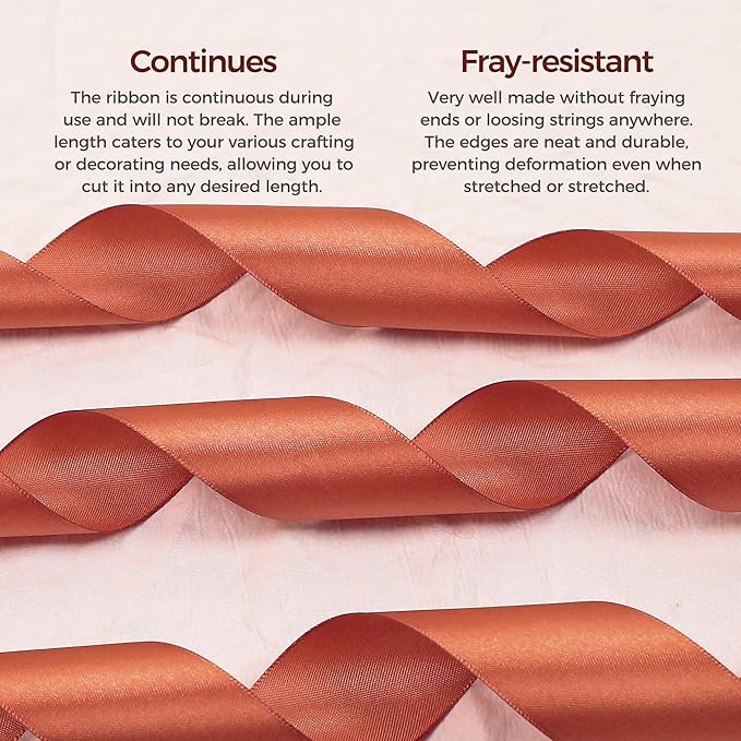 Copper Satin Ribbon 1-1/2 inch X Continuous 100 Yards, Single Face Polyester - Image 4