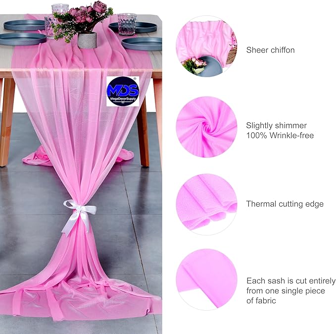 MDS 2 Pack 10ft Chiffon Table Runner 29 x 120 Inches Sheer Wedding Runner - Image 5