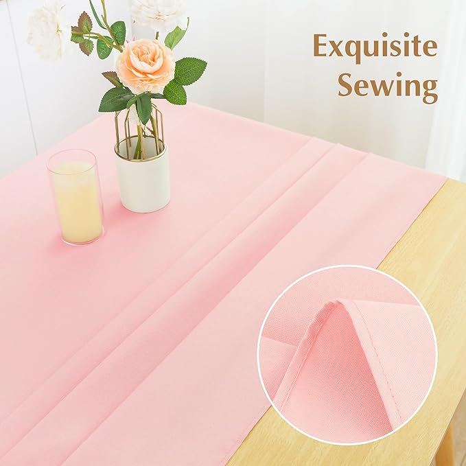 2 Pack Square Table Cloth 60X60 Inch Pink Tablecloth Washable Polyester Solid - Image 3