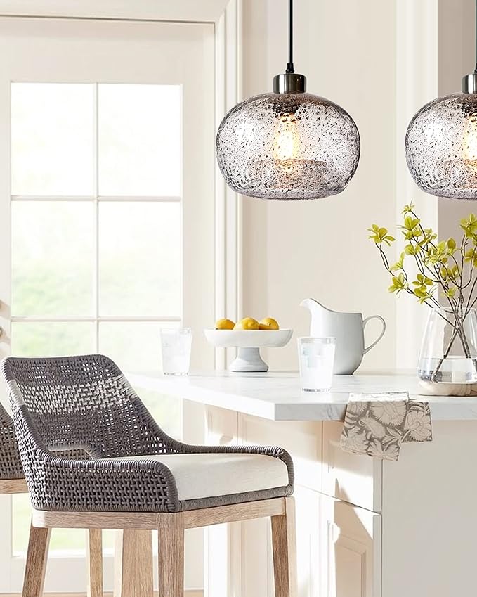 CASAMOTION Pendant Lighting Handblown Glass Drop Ceiling Lights, Modern Rustic - Image 4